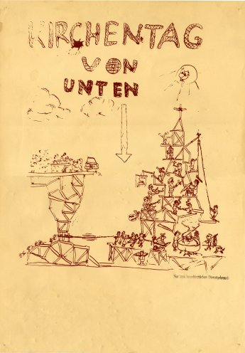 Entwurf eines Plakats zum Kirchentag von Unten von Dirk Moldt. Quelle: Robert-Havemann-Gesellschaft/Dirk Moldt