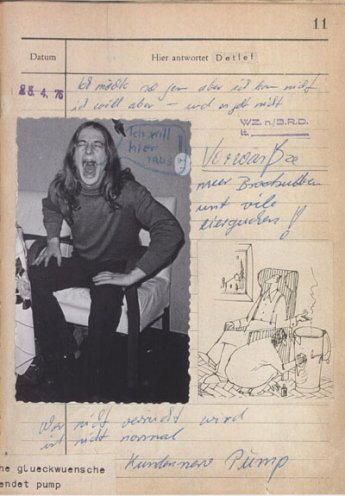 Detlef Pump verweigert den Wehrdienst aus politischen Gründen und wird für zwei Jahre inhaftiert. Eintrag von Detlef Pump in das „Kundenbuch“, April 1976. Sie nennen sich Tramper, Blueser oder Kunden und sind die ostdeutsche Variante der Blumenkinder....