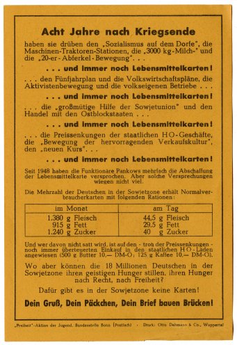 Acht Jahre nach Kriegsende prangert die KgU die Missstände in der DDR in ihren Flugblättern an. Quelle: BStU, MfS, AS 72/55, Bd. 1, Bl. 298