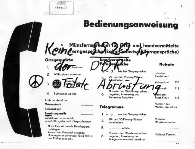 Von der Staatssicherheit in Schwerin Anfang der 80er Jahre registrierter Protest gegen die Stationierung von sowjetischen Mittelstreckenraketen in der DDR. Quelle: BStU, MfS, Ast Schwerin, Abt. IX, 260, Bild 2