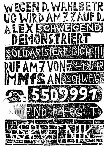 Flugblätter mit Aufrufen zum Protest gegen Wahlfälschungen. Quelle: Bundesarchiv / Stasi-Unterlagen-Archiv