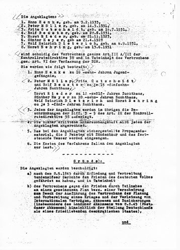 Abschrift des Urteils gegen die Oberschüler aus Güstrow. Quelle: Privat-Archiv Peter Moeller, Seite 2 von 11