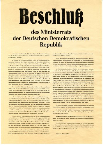 Beschlossene Sache: die Mauer durch Deutschland. Hier der Beschluss des Ministerrats der DDR zur Abriegelung der Grenzen zur Bundesrepublik Deutschland und zu West-Berlin. Quelle: Robert-Havemann-Gesellschaft / RHG_Fak_0525