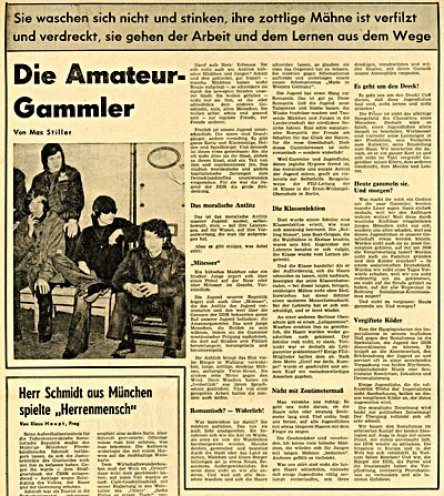 „Die Amateur-Gammler“: Die DDR-Medien ziehen gegen die Beatfans zu Felde. Langhaarige werden als Staatsfeinde und Kriminelle abgestempelt.