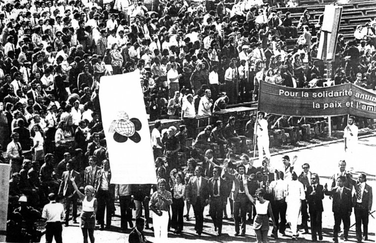 Im Sommer 1973 finden in Ost-Berlin die X. Weltfestspiele der Jugend und Studenten statt. Quelle: Robert-Havemann-Gesellschaft. Bundesarchiv/183-M0728-719/Horst Sturm