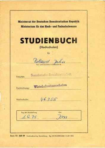 Studienbuch von Roland Jahn (1975). Quelle: Robert-Havemann-Gesellschaft / RHG_Fo_HAB_14893