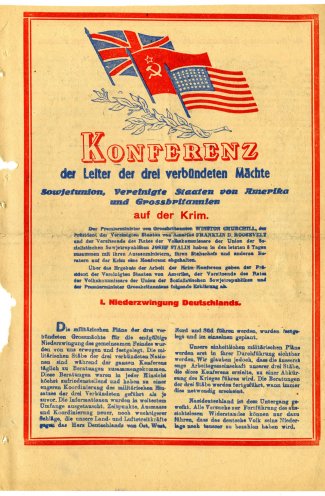 Die „Großen Drei“ auf der Halbinsel Krim: Vom 4. bis 11. Februar 1945 treffen sich die Führer der Anti-Hitler-Koalition, Joseph W. Stalin, Winston Churchill und Theodor Roosevelt im Seebad Jalta. Im Mittelpunkt der Beratungen stehen das weitere...