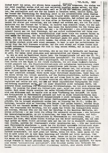 „Das ist alles Mumpitz. Mon Dieu!“: Brief von Robert Havemann an seinen Freund Wolf Biermann vom 27. Dezember 1976. Darin schildert er die Situation nach Verhängung des Hausarrests in Grünheide. Quelle: Bundesarchiv / Stasi-Unterlagen-Archiv, Seite...