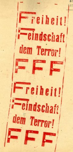 F steht für Freiheit: 1949 beginnt die KgU ihre F-Kampagne. Der Buchstabe soll überall in der sowjetischen Zone an Häuserwände geschrieben oder auf Flugblättern verbreitet werden.