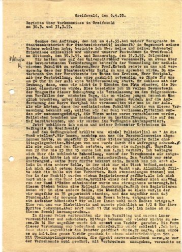 Protokoll einer Demütigung: Eine Medizinstudentin berichtet über ihre Erlebnisse am Abend des 30. März 1955, ihre Verhaftung und die entwürdigenden Bedingungen während der Untersuchungshaft.