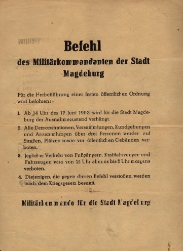 Über Magdeburg wird der Ausnahmezustand verhängt. Quelle: AdsD der Friedrich-Ebert-Stiftung