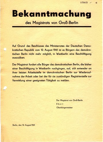 Die sogenannten Grenzgänger, Anfang der 1960er Jahre circa 50.000 Menschen, werden für die SED zum Stein des Anstoßes: Sie verdienen im Westen und nutzen die sozialen Einrichtungen im Osten, lautet der Vorwurf. Sie profitieren vom „Schwindelkurs“,...