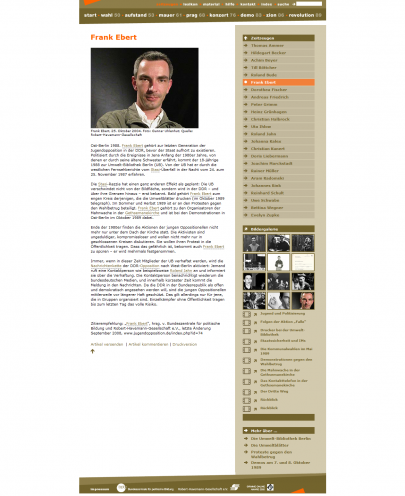Zeitzeugenseite (Design: Sandy Kaltenborn, www.image-shift.net)