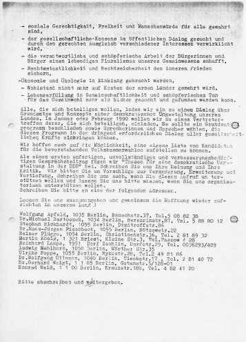 Gründungsaufruf der Bürgerbewegung Demokratie Jetzt (12. September 1989).