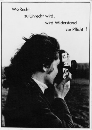 Protestpostkarte gegen die Inhaftierung Manfred Hildebrandts, angefertigt 1982. Quelle: Robert-Havemann-Gesellschaft/Uwe Behr/RHG_Fo_HAB_10335