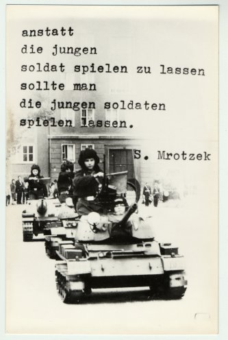 Protestpostkarte gegen die zunehmende Militarisierung in der DDR. Quelle: Robert-Havemann-Gesellschaft