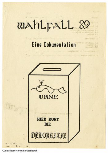 Wahlfall 89 ist die ausführlichste Dokumentation der von der Opposition im Mai 1989 nachgewiesenen Wahlfälschungen. Diese Sonderausgabe wird von der Koordinierungsgruppe Wahlen herausgegeben, die aus Vertretern mehrerer Gruppen besteht. Das Titelbild...