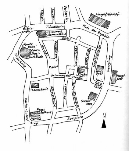 Skizze vom Leipziger Innenstadtring von Dietrich Boddin.
