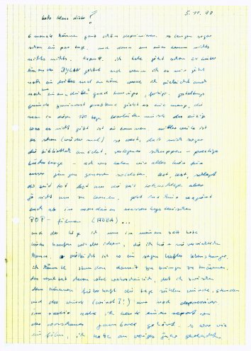 „Es müsste viel mehr und tiefer geredet werden“: Während seiner Armeezeit schreibt Matthias Domaschk an seinen Freund Klaus-Dieter Siegel (Heppe) diesen Brief (5. November 1978). Quelle: Robert-Havemann-Gesellschaft, Seite 1 von 2, RHG_Fak_0047