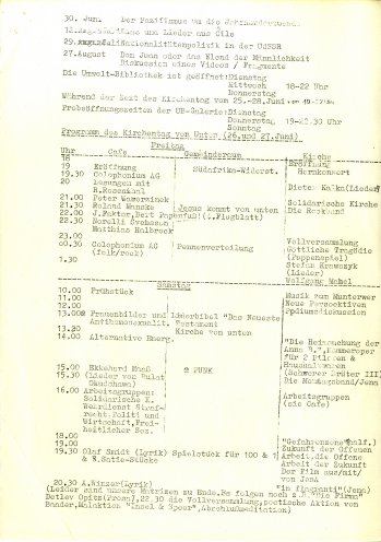 Das Veranstaltungsprogramm der Umwelt-Bibliothek, abgedruckt in den Umweltblättern Juni 1987. Quelle: Robert-Havemann-Gesellschaft