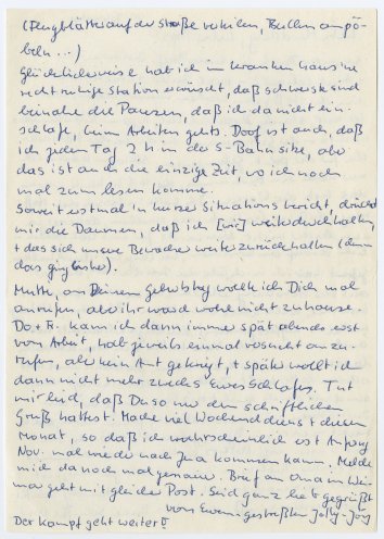 Am 7. Oktober 1989 schreibt Jörg Zickler einen Brief an seine Eltern, in dem er über die Mahnwache in der Gethsemanekirche Berlin berichtet. Noch am selben Tag wird der 24-Jährige bei einer Demonstration verhaftet. Quelle: Robert-Havemann-Gesellschaft,...
