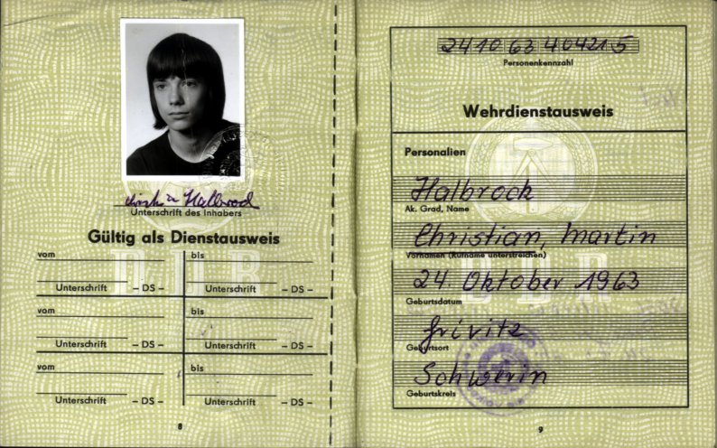 Wehrdienstausweis von Christian Halbrock, ausgestellt am 24. März 1981. Quelle: Robert-Havemann-Gesellschaft