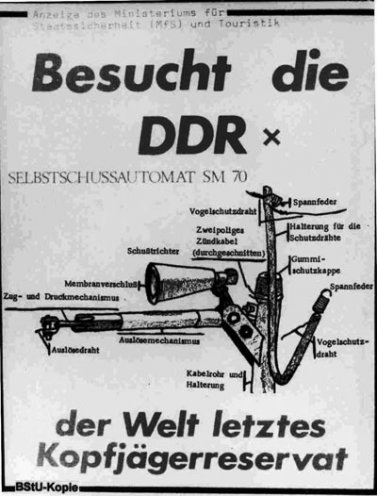 Eine Einladung, die von Herzen kommt: In der Bundesrepublik protestieren zahlreiche Menschenrechtsgruppen mit verschiedenen Aktionen gegen die Mauer und das SED-Grenzregime. Dieses ironische Flugblatt kommt als „Anzeige des Ministeriums für Staatssicherheit...