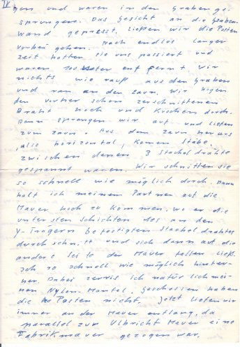 Im November 1961 flüchtet der 17-jährige Schüler Falco Werkentin nach West-Berlin. In einem Brief an einen Freund schildert er seine Flucht. Quelle: Privat-Archiv Falco Werkentin, Seite 4 von 6